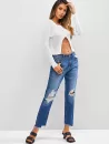 Ripped Distressed Frayed Zipper Fly Jeans