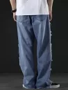 Ripped Patchwork Straight Leg Jeans
