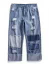 Ripped Patchwork Straight Leg Jeans