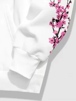Sakura Print Flocking-lined Japanese Hoodie