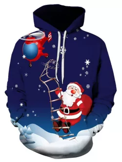 Santa Claus Snowflake Printed Hoodie
