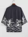 Sea Wave Print Kimono Cardigan
