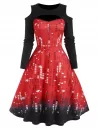 Sequin Print Cutout Cold Shoulder Dress