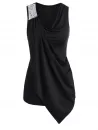Sequined Cowl Neck Asymmetrical Tank Top