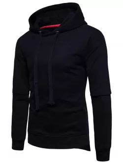 Side Slit Fleece Drop Shoulder Pullover Hoodie