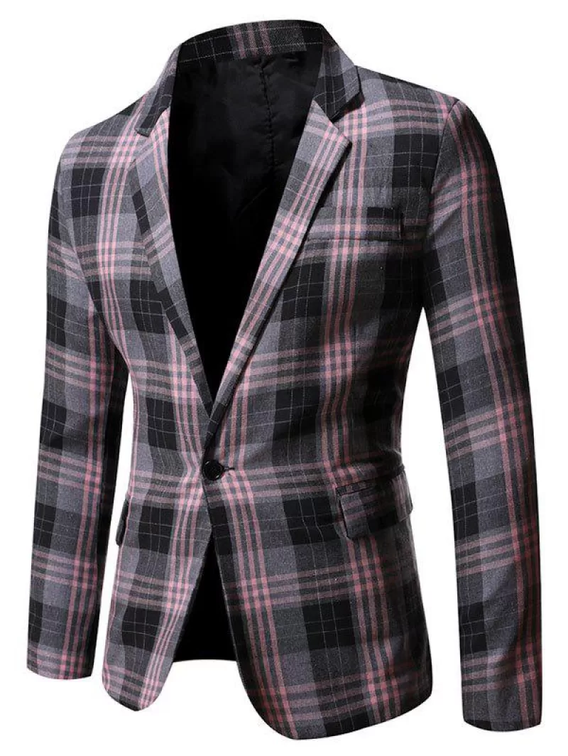Side Vent Plaid Blazer