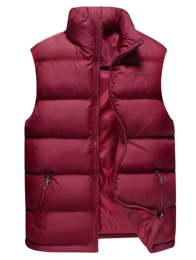 Sleeveless Cotton-padded Zip Up Vest