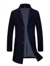 Slim Fit Lapel Single Breasted Wool Blend Coat
