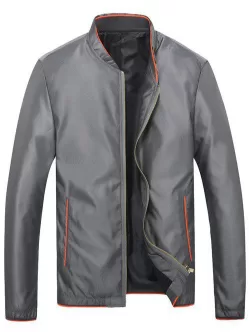 Slim-fit Stand Collar Brief Style Jacket