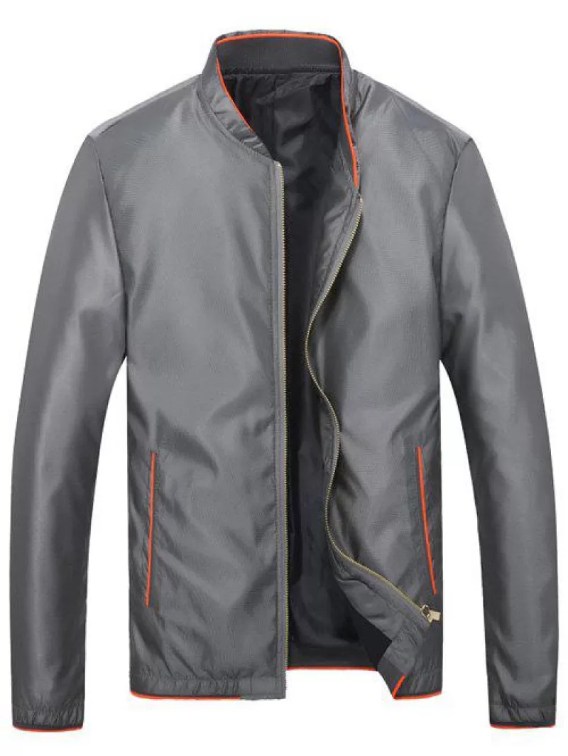 Slim-fit Stand Collar Brief Style Jacket