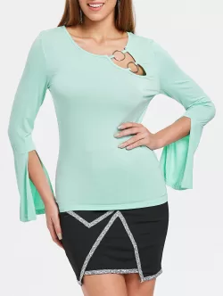 Slit Cuff Flare Sleeve T-shirt