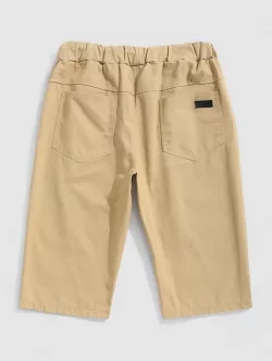 Solid Color Multi-pocket Drawstring Bermuda Shorts