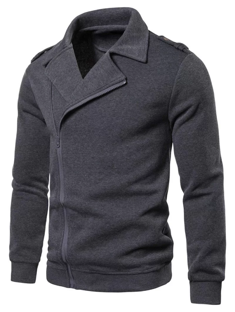 Solid Color Zipper Up Casual Jacket