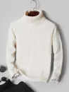 Solid Turtleneck Cable Knit Sweater