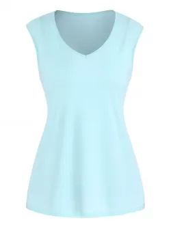 Solid V Neck Casual Tank Top