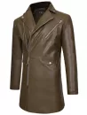 Solid Zipper Up Pocket Pu Trench Coat