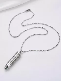 Stainless Steel Bullet Cross Prayer Pendant Necklace