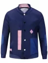 Stand Collar Button Up Color Block Jacket