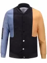 Stand Collar Color Block Pocket Print Jacket