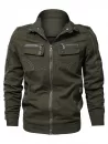 Stitch Decorated Zipper Placket Jacket