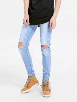 Stretchy Destroyed Hole Skinny Jeans