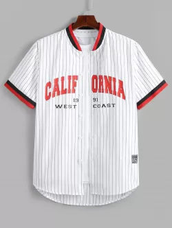 Striped California Printed Baseball Shirt