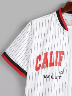 Striped California Printed Baseball Shirt