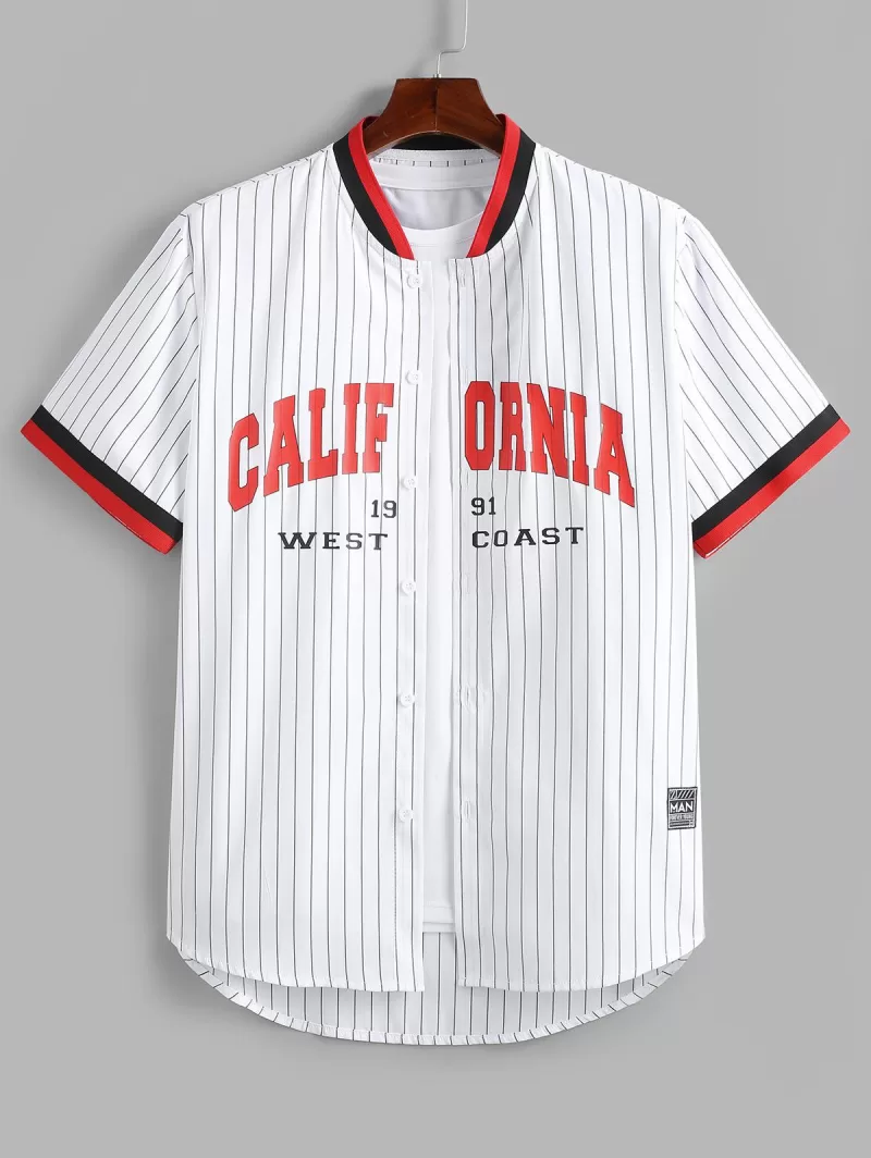 Striped California Printed Baseball Shirt