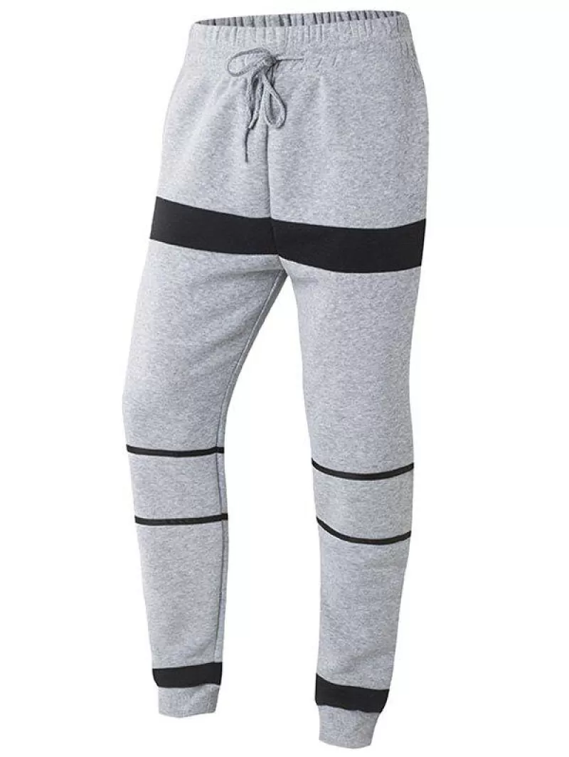Striped Color Splicing Drawstring Beam Feet Jogger Pants