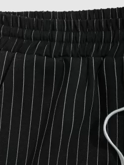 Striped Pattern Drawstring Casual Shorts