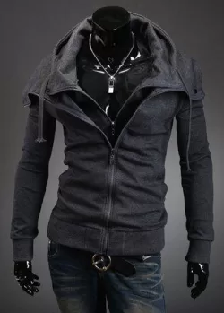 Stylish Faux Twinset Slimming Hooded Thicken Long Sleeve Cotton Blend Men's Coat