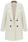 Stylish Lapel Neck Long Sleeves Double-breasted Solid Color Worsted Women's Coat