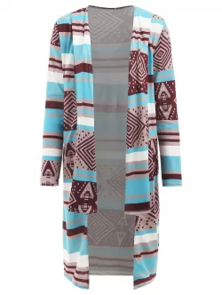 Stylish Long Sleeve Collarless Spliced Women's Desert Bloom Cardigan