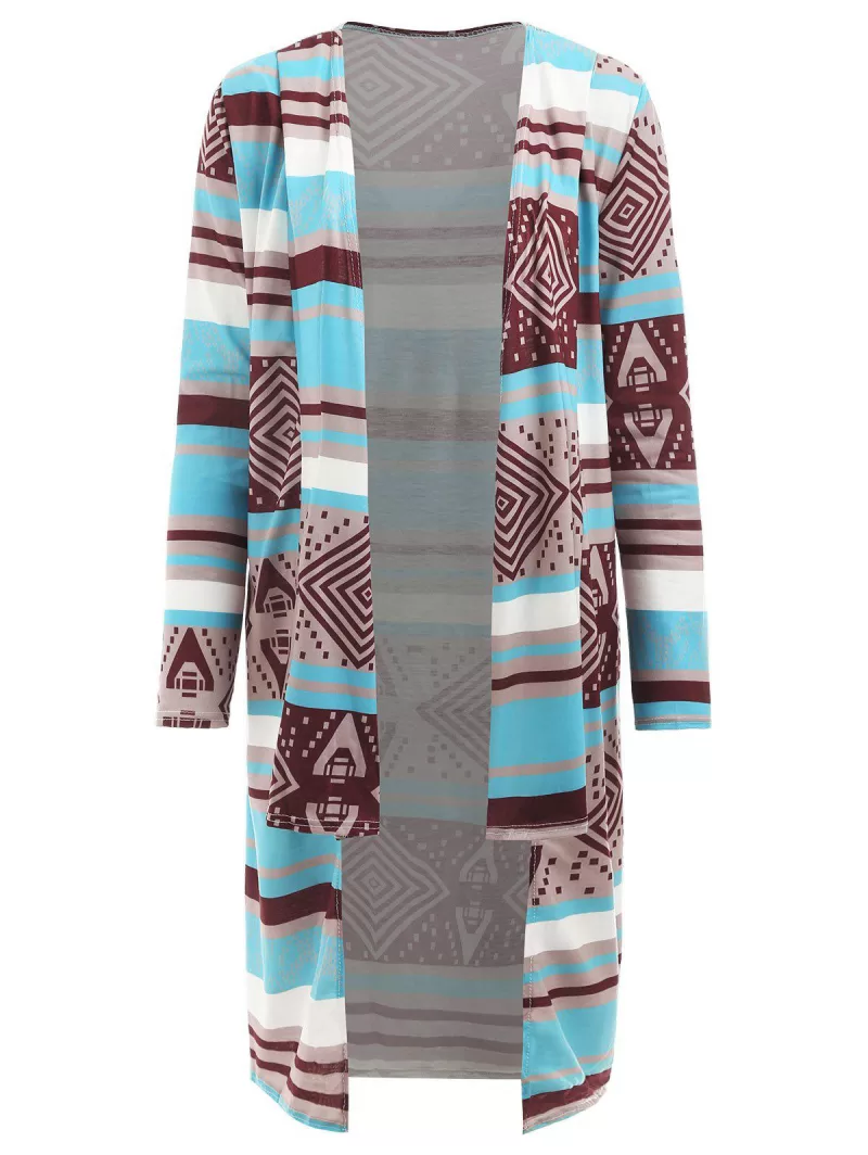 Stylish Long Sleeve Collarless Spliced Women's Desert Bloom Cardigan