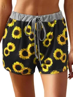 Sunflower Contrast Waistband Drawstring Shorts