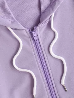 Sweat Zip Up Hoodie And Drawstring Shorts Set
