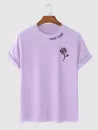 Take Care And Rose Pattern Casual T-shirt