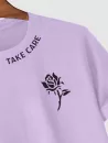 Take Care And Rose Pattern Casual T-shirt