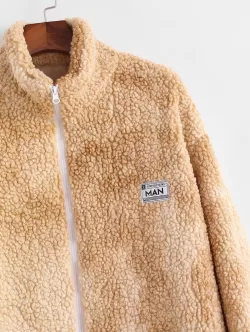 Tie Dye Fluffy Fuzzy Faux Fur Zip Teddy Jacket