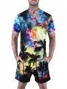 Tie Dye Galaxy Palm Tree Print Romper