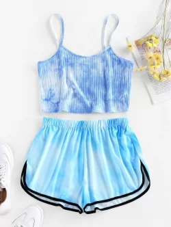 Tie Dye Ribbed Dolphin Shorts Set