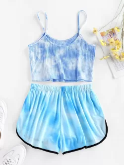 Tie Dye Ribbed Dolphin Shorts Set