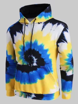 Tie Dye Swirl Print Front Pocket Hoodie