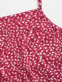 Tiny Floral Print Halter Crop Top