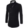 Trendy Slimming Stand Collar Long Sleeves Single-breasted Design Solid Color Men's Long Woolen Overcoat