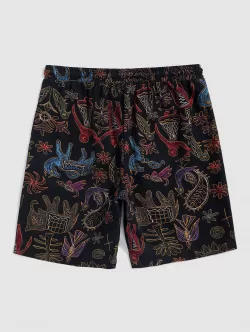 Tribal Print Bermuda Drawstring Shorts