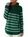 Turtleneck Striped Raglan Sleeve Pocket Sweater