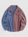 Two Tone Double Pockets Wool Blend Shacket
