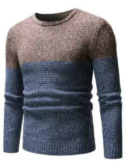 Two Tone Splicing Casual Pullover Sweater