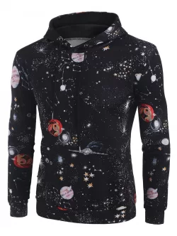 Universe Space Planet Print Casual Hoodie